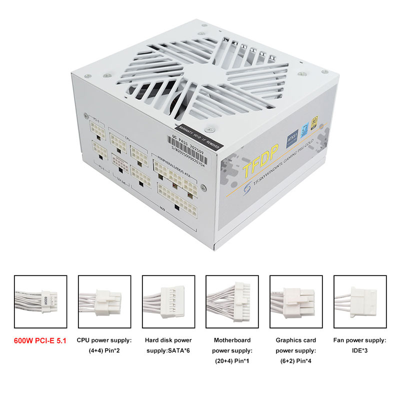 أبيض 750 واط 850 واط 1000 واط  - مراجعة 1000W White Modular Power Supply وسعره